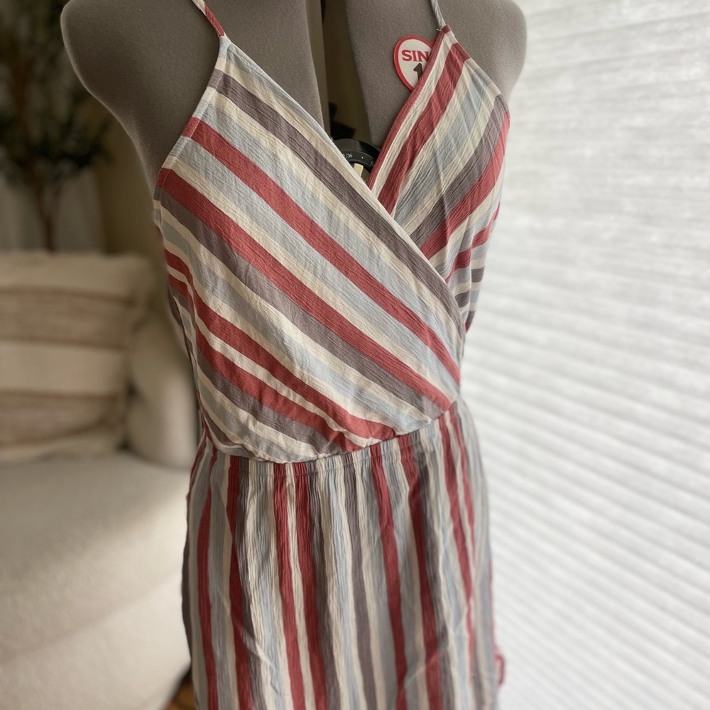 Striped Sleeveless Wrap Dress